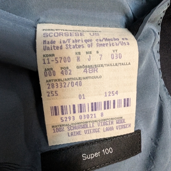Hugo Boss 3 Button scorsese Suit Jacket BlazerSz 48 R - Picture 8 of 8